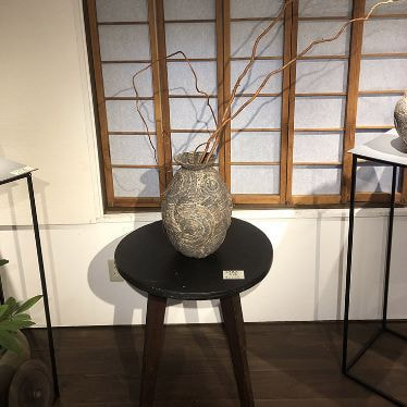 炭化錆彩 変形壺  盛岡市 盛九ギャラリー