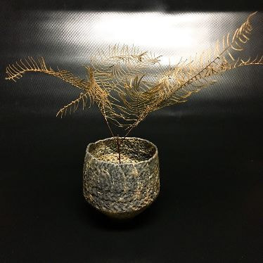 炭化錆彩 筒型花器