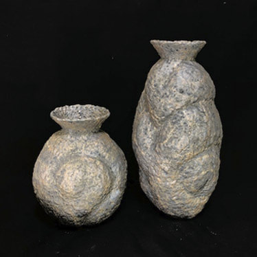 炭化錆彩 一輪挿し変形花器